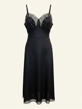 Vintage 50s Van Raalte Philmy Slip Black Sheer Nylon 34